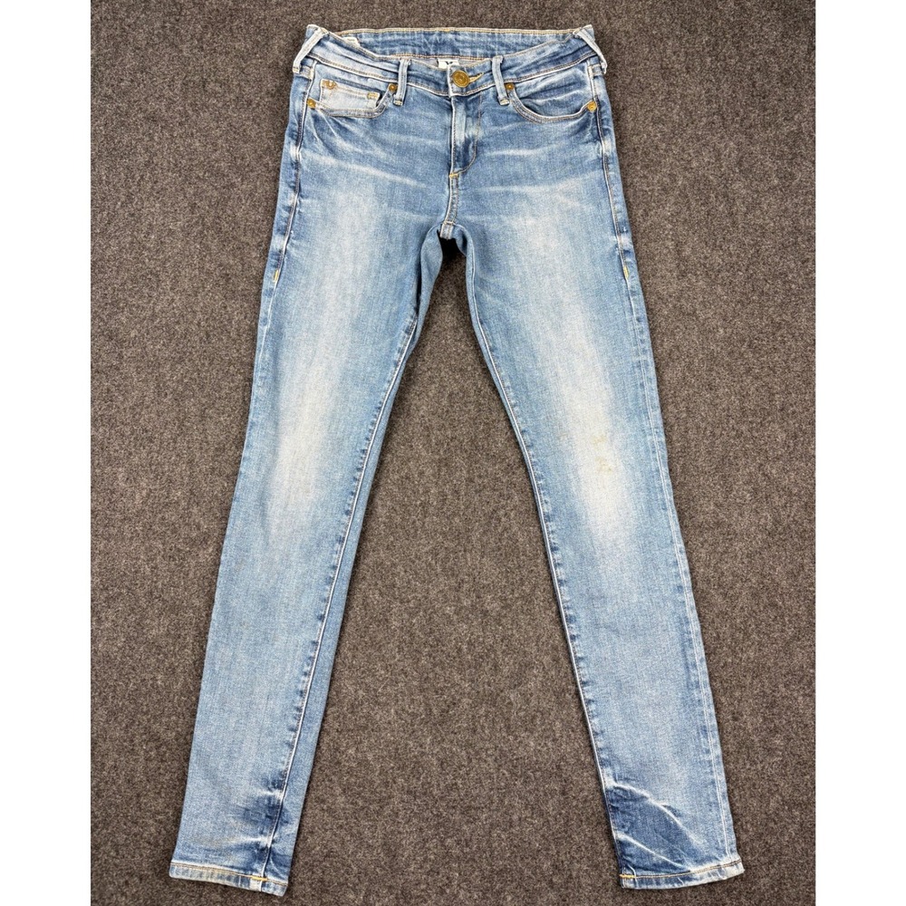 True Religion Halle Mid Rise Super Skinny Jeans Light Wash Blue Size 26